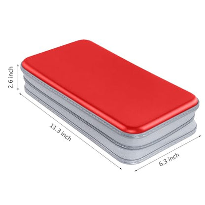 CD Case, Siveit DVD Case Holder 96 Capacity Hard Plastic CD DVD Disc Cases Storage Binder Wallet for Car Home Office Travel (Red) - color: Red