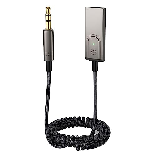 MMOBIEL Bluetooth AUX Adapter USB – 3.5mm AUX BT Car Adapter - USB Bluetooth to 3.5mm Jack with Microphone Wireless Receiver for Music and Handsfree Calling