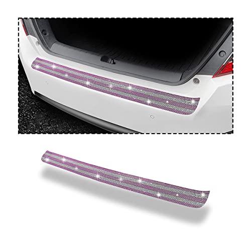 AICEL Car Rear Bumper Protector, Anti-Scratch Trunk Door Entry Guards, Bling Crystal Anti-Collision Adhesive Sticker, Universal Auto Exterior Accessories for Most Cars, SUVs - color: Pink/White
