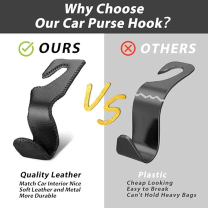 Car Purse Holder - Leather Vehicle Storage Hanger Hook for Purses and Bags, 2 Pack Black - color: Black
