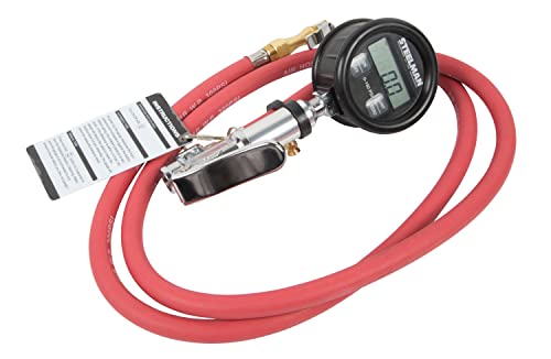 Steelman Digital Pressure Gauge Tire Inflator with 5-Foot Pneumatic Whip Hose, 0-150 PSI, Accurate to 0.25%, Backlit LCD Screen, Protective Casing - size: 5-Foot Hose