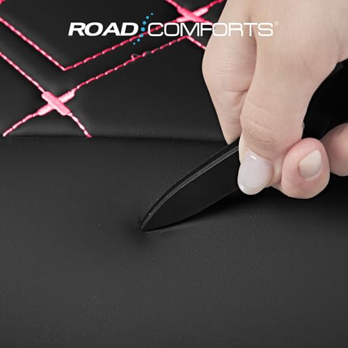 Road Comforts Seat Covers, Premium Leather Car Seat Covers Full Set for Women Girls,Airbag Compatible, Automotive Seat Covers Universal Fit Most Cars,Vans,Truck,SUV - color: Hot Pink Full Set