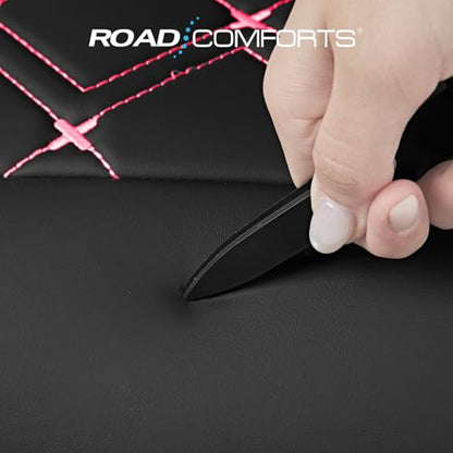 Road Comforts Seat Covers, Premium Leather Car Seat Covers Full Set for Women Girls,Airbag Compatible, Automotive Seat Covers Universal Fit Most Cars,Vans,Truck,SUV - color: Hot Pink Full Set