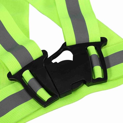 Reflective Vest High Visibility Safety Vest Strap Adjustable and Elastic Gear for Running Cycling Jogging and Walking, Lightweight Night Safety Equipment with Large Reflective - color: Green
