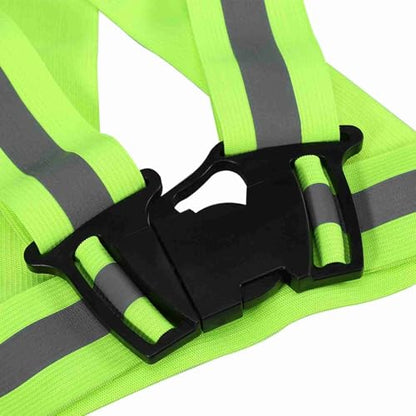 Reflective Vest High Visibility Safety Vest Strap Adjustable and Elastic Gear for Running Cycling Jogging and Walking, Lightweight Night Safety Equipment with Large Reflective - color: Green