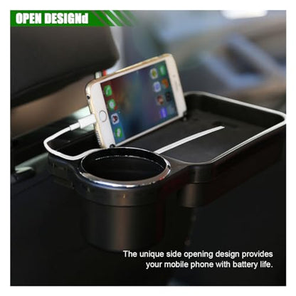 Car Cup Holder Tray, Detachable Eating Organizer Backseat Car Tray, Car Back Seat Organizer Foldable Desing, Automotive Accessories for Most Vehicles