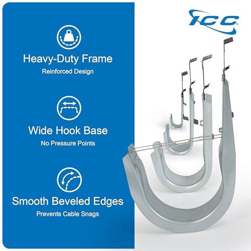 ICC Batwing J Hook 1-5/16” Without Retainer Clip - Galvanized Steel Cable Management Hooks for Hanging Cable to Hanger Wire and Threaded Rod - Rust-Resistant, EIA and TIA Compliant, 1-5/16 in 25 Pack - size: 1 5/16 in, style: Batwing