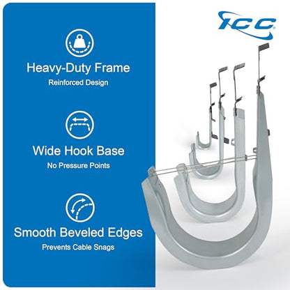 ICC Batwing J Hook 1-5/16” Without Retainer Clip - Galvanized Steel Cable Management Hooks for Hanging Cable to Hanger Wire and Threaded Rod - Rust-Resistant, EIA and TIA Compliant, 1-5/16 in 25 Pack - size: 1 5/16 in, style: Batwing