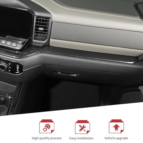 JeCar for Silverado Carbon Fiber Interior Center Console Dash Panel Cover Trim for 2022 2023 2024 2025 2026 Chevrolet Chevy Silverado 1500