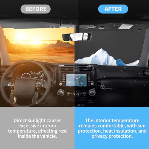 8 PCS Full Set Window Shades for Toyota 4Runner 2010-2024 Accessories, UV Block & Privacy Protection, Foldable Car Windshield Side Rear Window Sun Shade Covers for Camping Napping Leisure - size: for Toyota 4Runner 2010-2024
