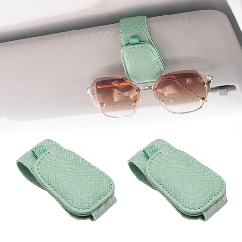 Yuoyar 2 Packs Magnetic Sunglass Holder for Car Visor - Universal Sunglasses Clip for Different Size Eyeglasses - Convenient Interior Car Accessories (Green) - color: Green, size: 2pcs
