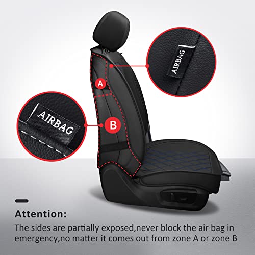 MIROZO 2PCS Front Seat Covers,Waterproof Car Seat Cover Blue Vehicle Cushion Cover Breathable Fit for Most Sedan, Truck and SUV (Black and Blue,2PCS) - color: Black Blue, size: 2PCS Front