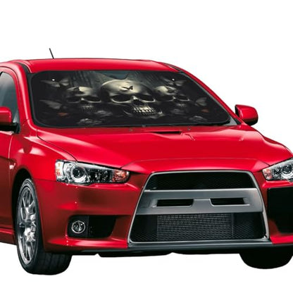 Skull Car Sun Shade Windshield Sunshade Foldable Front Window Shield Cover for Truck SUV - color: Blue11