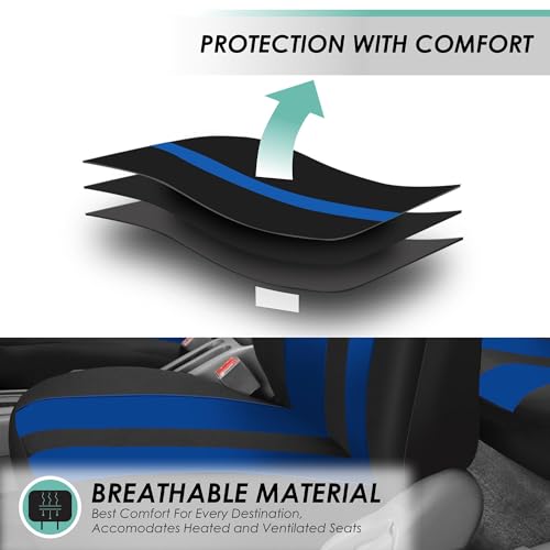 FH Group Striking Striped Car Seat Covers - Universal Fit, Washable Seat Covers for Cars, SUVs, Vans, Sedans, Blue, Rear Set - color: Blue, size: Rear Set