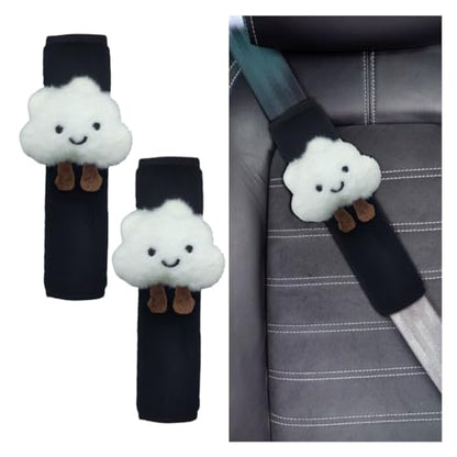 Fluffy Cloud Car Seat Belt Pads - Cute Seat Belt Covers for More Comfortable Driving - Safety Seatbelt Shoulder Strap Cushion Protect Shoulder and Neck - Backpack Shoulder Pad for Kids Adults (2PCS) - size: 2PCS