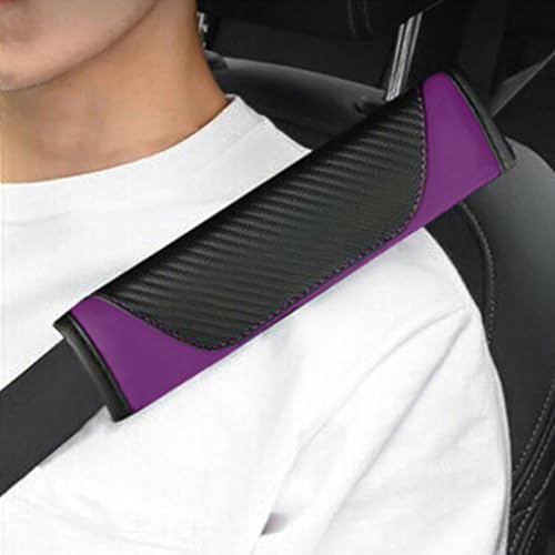 2PCS Car Seat Belt Cover, Soft Shoulder Strap Covers Harness Pads, Safety Leather Seatbelt Comfort Driving Cushion Protect Your Shoulder and Neck Universal for Car, SUV,Truck (Black/Purple) - color: Black/Purple