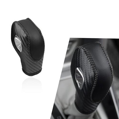 UGSHY 1 PC Car Leather Gear Shift Knob Cover, Automatic Transmission Car Boots Shifter Lever Knob Trim, Compatible with Ford Maverick Esports Mondeo Carnival Edge Escort (Black)