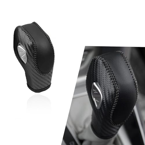 UGSHY 1 PC Car Leather Gear Shift Knob Cover, Automatic Transmission Car Boots Shifter Lever Knob Trim, Compatible with Ford Maverick Esports Mondeo Carnival Edge Escort (Black)