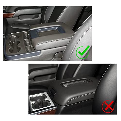 Priprilod Leather CAR Center Console Lid Armrest Replacement Cover Black with Gray Stitch Compatible with Chevy Silverado/GMC Sierra (40/20/40 Split Bench Seat) 2014 2015 2016 2017 2018 - color: Black with Gray Stitch
