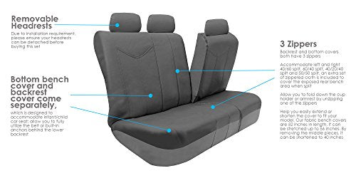 FH Group Car Seat Covers Rome PU Leather Split Bench Seat Covers w. 3 Headrests - Fit Most Car, Truck, SUV, or Van (Solid Gray) PU009013 - color: Gray, size: Rear Set