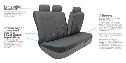 FH Group Car Seat Covers Rome PU Leather Split Bench Seat Covers w. 3 Headrests - Fit Most Car, Truck, SUV, or Van (Solid Gray) PU009013 - color: Gray, size: Rear Set