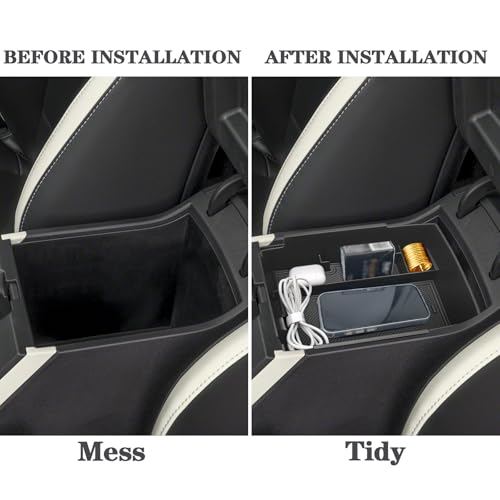 ABS Center Console Organizer Compatible with Kia K4 2025 2026 Storage Box Interior Accessories Embedded Storage Armrest Box (Black)