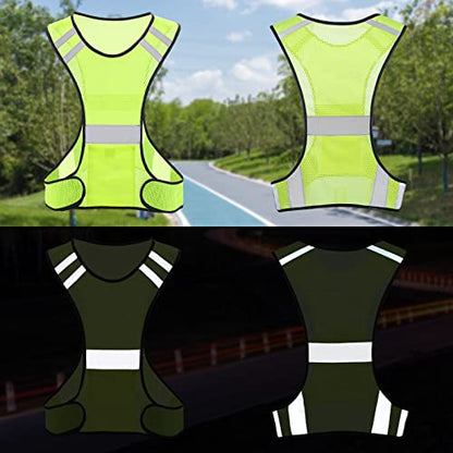 TCCFCCT Reflective Running Vest, High Visibility Running Gear with Large Pocket - color: 2 Pack Mesh Yellow