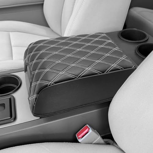 KBH Center Console Armrest Cover for F150 2004-2014, Lincoln Mark LT 2006-2008, Ford Expedition 2007-2017, Anti-Scratch, Black-Gray Stitch (Fits Bucket Seat Console Only) - size: Bucket Seat, 04-14 F150, Gray Stitch