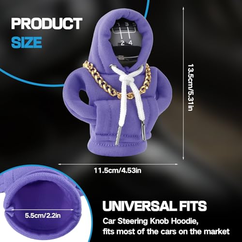 Funny Gear Shift Hoodie Cover, Car Shifter Knob Sweatshirt, Universal Stick Shift Cover for Car Gear Handle - color: Purple