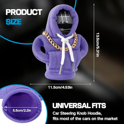 Funny Gear Shift Hoodie Cover, Car Shifter Knob Sweatshirt, Universal Stick Shift Cover for Car Gear Handle - color: Purple