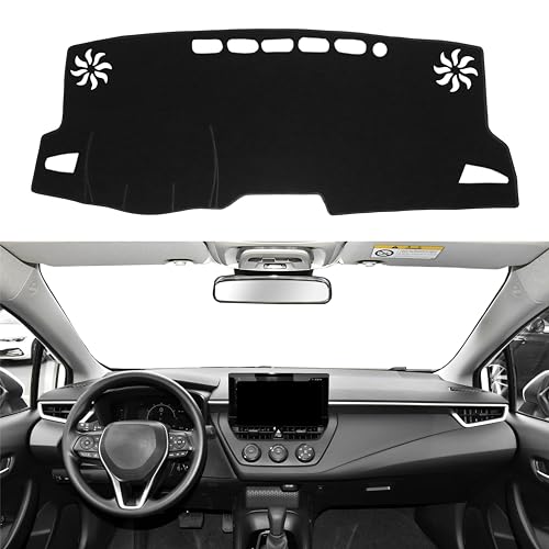 for Toyota Corolla Accessories 2019-2022 2023 2024 2025 2026 Dash Cover Dashboard Cover Mat Center Console Carpet Non-Slip Protector Sunshield Pad Custom Fit for Corolla 2020 2021, Black Trim - color: Black