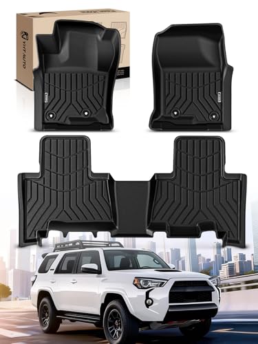 YHTAUTO Automotive Floor Mats Compatible with Toyota 4Runner 2013-2024 (Only for 7 Seat), TPE All Weather Custom Fit Automotive Floor Liner, 1st & 2nd Row, Set of 3 - size: For 2013-2024 4Runner