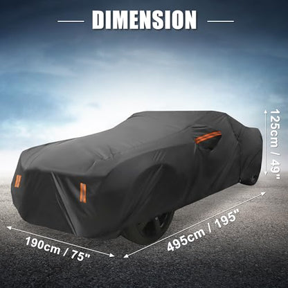X AUTOHAUX Car Cover for Chevy Camaro 2010-2021 Aluminum Film Outdoor Waterproof Sun Rain Snow Hail Protection with Driver Door Zipper - size: for Chevy Camaro 2010-2021