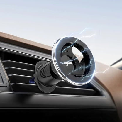 for Magsafe Vent Mount [Horizontal/Vertical]: Ultra Strong Magnetic Car Phone Holder, Circle Magnet Air Vent Stand for Mag Safe Phone Grip, iPhone 16 15 14 Pro Max Samsung Cellphone Case, Ring Holder - style: Vent Mount