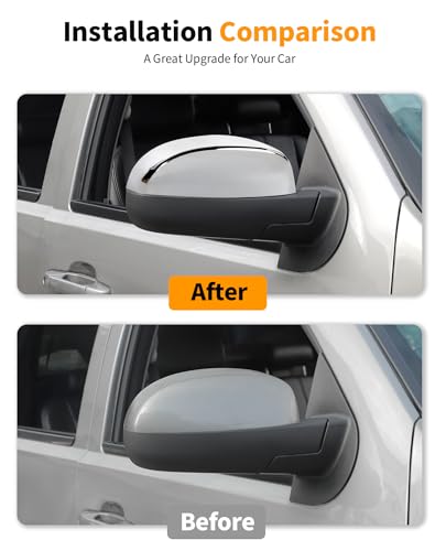 Chrome Half Mirror Caps Covers Compatible with 2007-2014 Chevy Silverado GMC Sierra Avalanche Tahoe Suburban Yukon Escalade ESV Side View Upper Mirror Cover Caps (Left Right) - color: Chrome (Half upper Mirror cover)