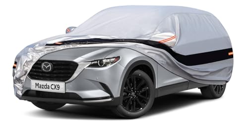 10 Layers SUV Car Cover Custom Fit for Mazda CX-9/CX-90/CX 9/CX 90 (2007-2025) Waterproof All Weather for Automobiles, Outdoor Full Cover Rain Sun UV Protection.Silver - size: Custom Fit for Mazda CX-9