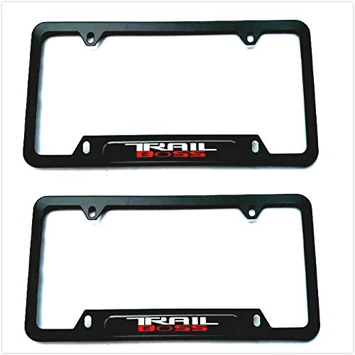 Stainless Steel Trail Boss Rust Free Sport License Plate Cover Frames Holder with Screw Caps for Chevrolet GMC Trail Boss (2X Black) - color: 2x Black