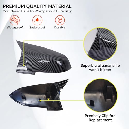 Mirror Caps for F10 - Durable Quality Carbon Fiber Look, Mirror Covers Compatible with F10 F11 F18 5-Series 2014-2018 - Upgrade Your Ride Now - size: Carbon Fiber Look