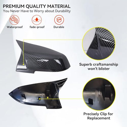 Mirror Caps for F10 - Durable Quality Carbon Fiber Look, Mirror Covers Compatible with F10 F11 F18 5-Series 2014-2018 - Upgrade Your Ride Now - size: Carbon Fiber Look