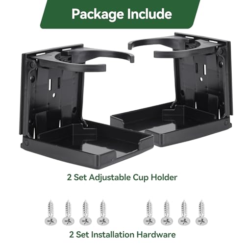 2pcs Foldable Cup Holder Adjustable Wall Mounted Cup Holder 60-100MM Wall Car Desk Drink Holder for Home Trucks RVs Vans Boats Campers Caravans (Black) - color: Black