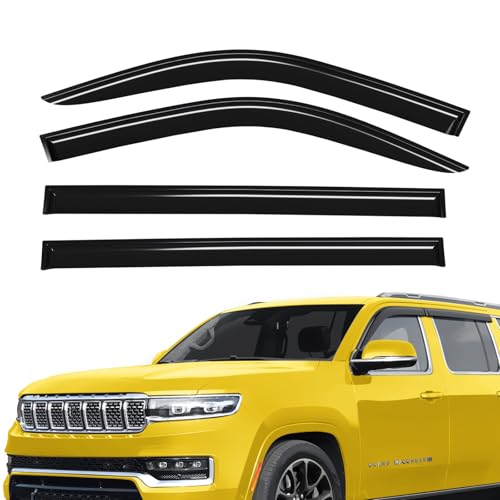 Extra Durable Window Deflectors Tape-On Window Visors Rain Guards Fit for Jeep Grand Wagoneer L 2023-2026, Sun Visors, Wind Vent for Shades, Exterior Car Accessories - 4pcs. AG0639 - color: For Grand Wagoneer L 23-26