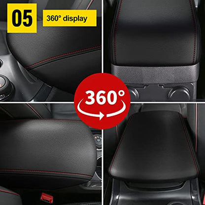 AOMSAZTO Center Console Armrest Covers for Ford Explorer 2011-2019 Black with Red Stiches - color: black with red stiches