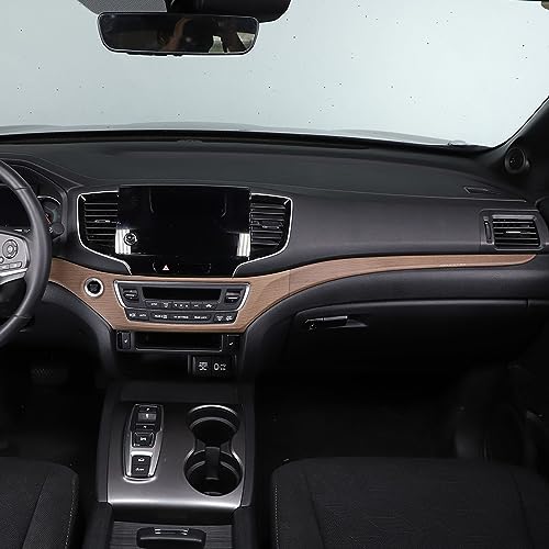 Dashboard Panel Cover Trim for Honda Pilot 2016-2022/ Passport 2019-2025/ Ridgeline 2016-2020 Accessories, Center Console Panel Strip Trim, Center Console Upper Center Pillar Trim, ABS (Wood Grain) - color: Wood Grain