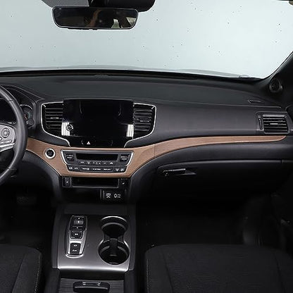 Dashboard Panel Cover Trim for Honda Pilot 2016-2022/ Passport 2019-2025/ Ridgeline 2016-2020 Accessories, Center Console Panel Strip Trim, Center Console Upper Center Pillar Trim, ABS (Wood Grain) - color: Wood Grain