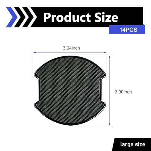4 PCS Car Door Handle Cup Scratch Protectors, TPU 3D Carbon Fiber Guard Film, Anti-scratch Waterproof Paint Protection Cover, Self-adhesive Exterior Trim for Most Cars (Carbon Fiber Black)