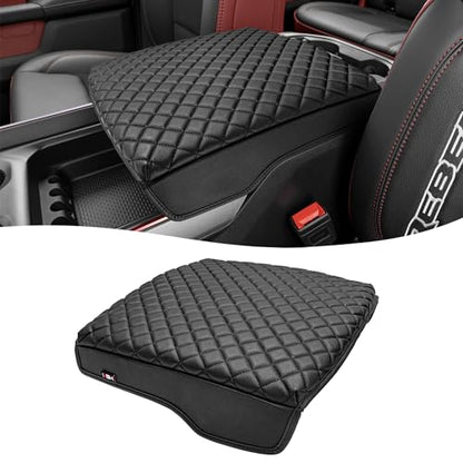 KBH Center Console Armrest Cover for Dodge Ram 1500 2500 3500 2019-2026, Floor Console Bucket Seat, Customized Front Arm Rest Lid Cushion Pad, Vinyl Leather, Anti-Scratch, Black