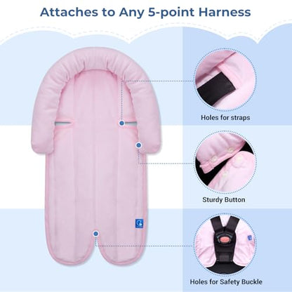 COOLBEBE New 2-in-1 Babybody Supports for Baby Newborn Infants - Extra Soft Stroller Cushion Pads Car Seat Insert, Seasons, Pink - color: Pink-1
