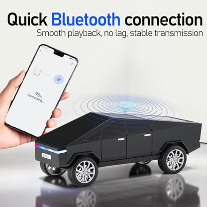 WS-580 Futuristic Pickup Truck Bluetooth Replica Speaker with LED Display Screen – TWS, FM, USB/TF, LED Headlights, Mic, Practical Gift for Car Model Fans, Audio Users & Tech Hobbyists (Black) - color: Black