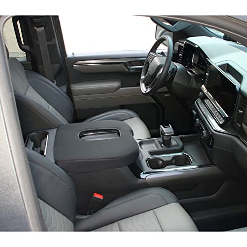 Armrest Pad Cover Center Console Lid Cover Compatible with 2019-2023 Chevrolet Silverado & GMC Sierra, 2020-2023 Chevy Suburban, Interior Console Replacement Accessories, Black - color: Black (Elasticity)
