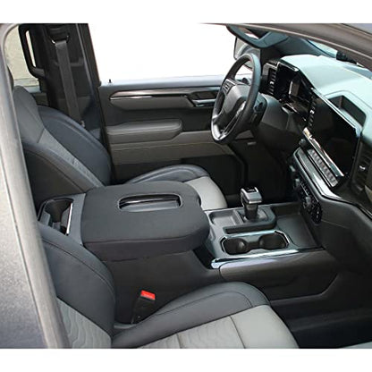 Armrest Pad Cover Center Console Lid Cover Compatible with 2019-2023 Chevrolet Silverado & GMC Sierra, 2020-2023 Chevy Suburban, Interior Console Replacement Accessories, Black - color: Black (Elasticity)